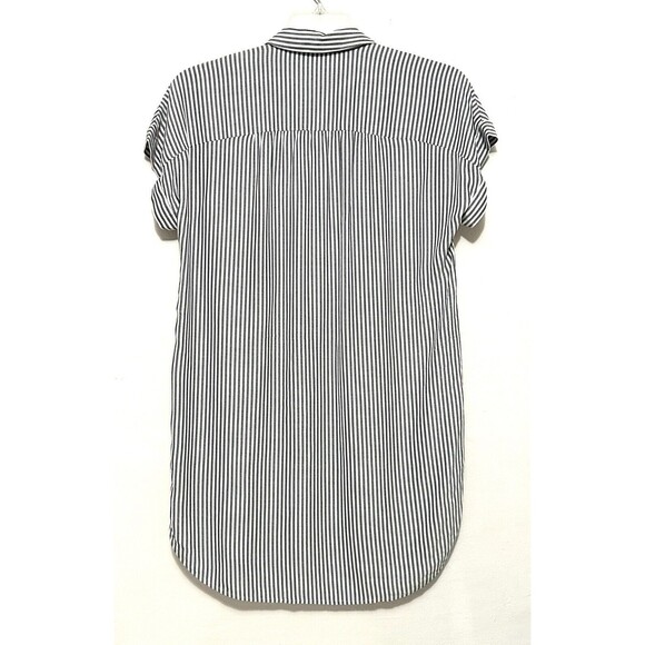 Madewell Central Shirt in Gabriel Stripe Striped Black Grey Gray Short Sleeve M - Picture 6 of 8